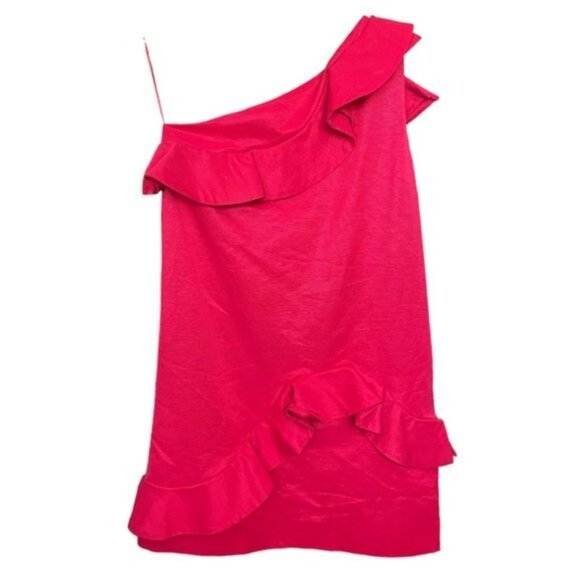 NWT MSGM MIlano One Shoulder Ruffle Dress in Red Women Size‎ 44 US 8 - Picture 2 of 12